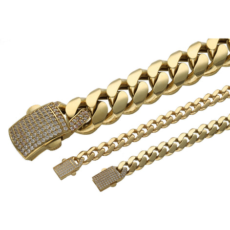 10 Karat Gold Cz Lock Cuban Link Bracelet