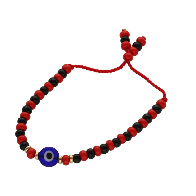👶 14K Gold Evil Eye Baby Bracelet - Adjustable Red Macrame Protection Jewelry