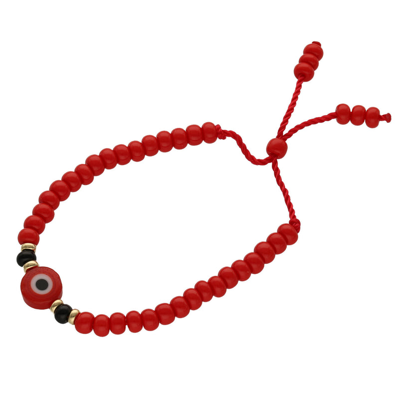 👶 14K Gold Evil Eye Baby Bracelet - Adjustable Red Macrame Protection Jewelry
