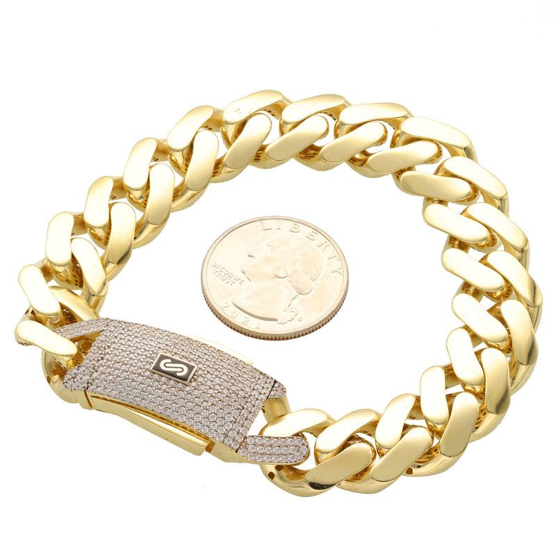 14 Karat Monaco Gold CZ Lock Bracelet