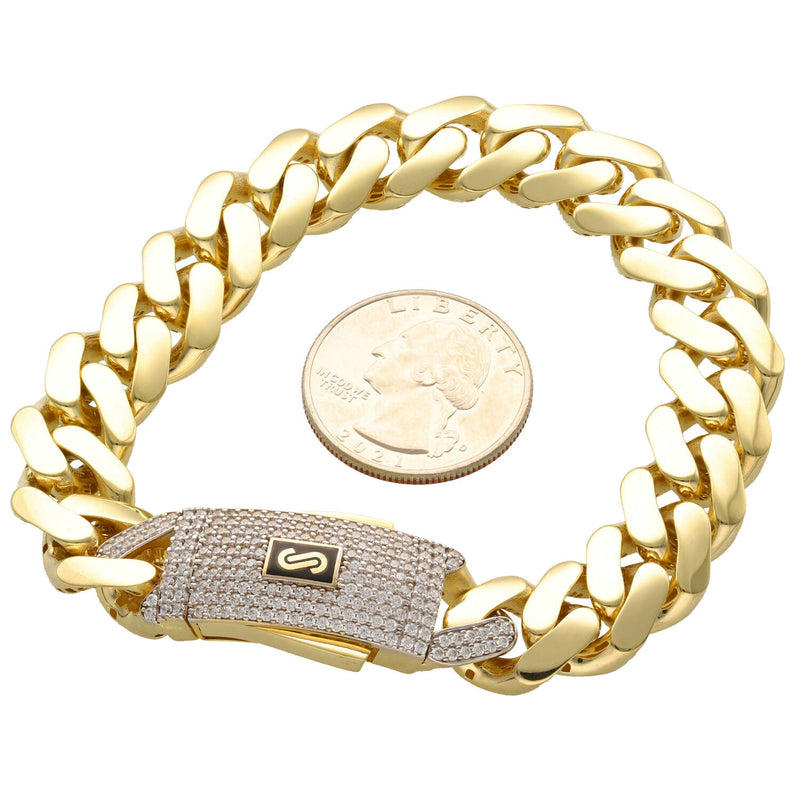 14 Karat Monaco Gold CZ Lock Bracelet