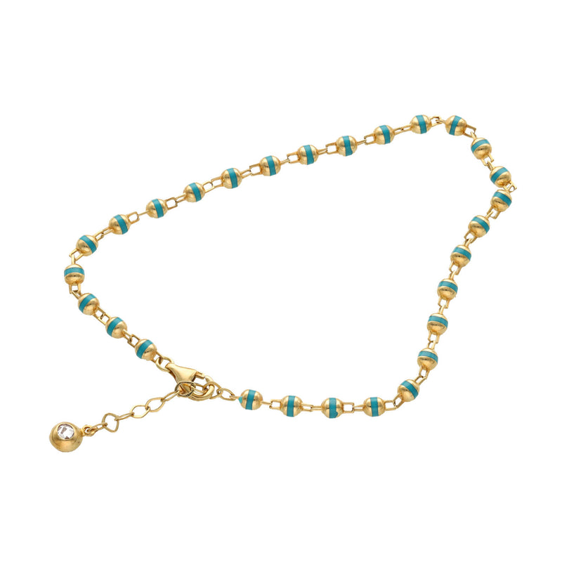 14 Karat Gold Sphere Turquoise Stones Bracelet