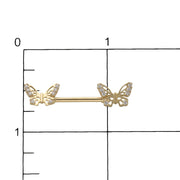 real gold Butterfly Barbell Piercing