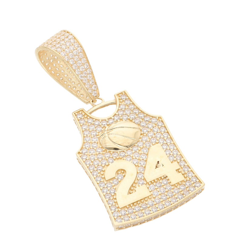 10K Gold Cz #24 Basketball T- Shirt Charm