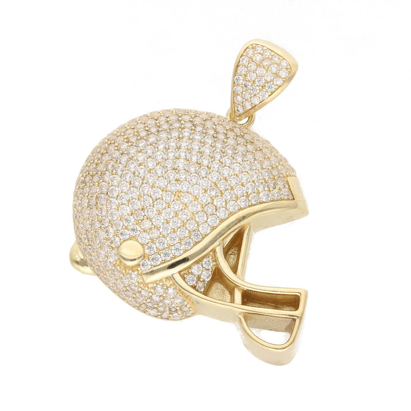 10 Karat Cz American Football Helmet Charm