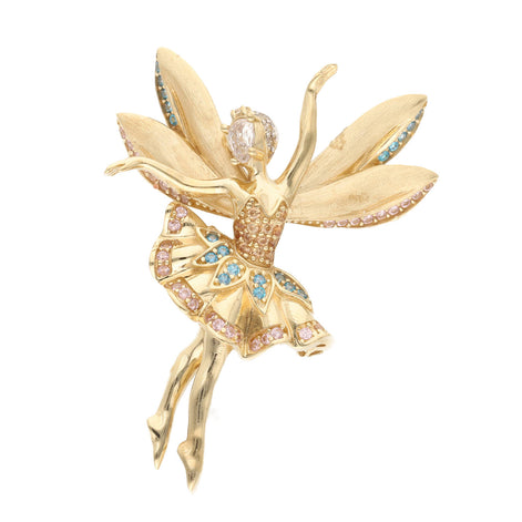 14 Karat Gold Cz Ballerina Charm