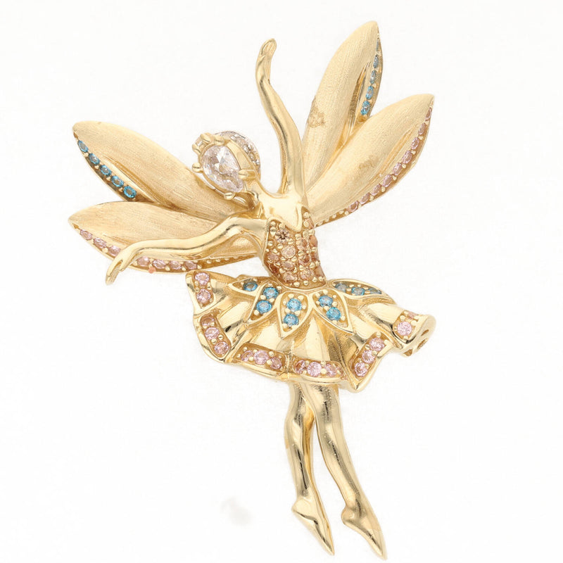 14 Karat Gold Cz Ballerina Charm