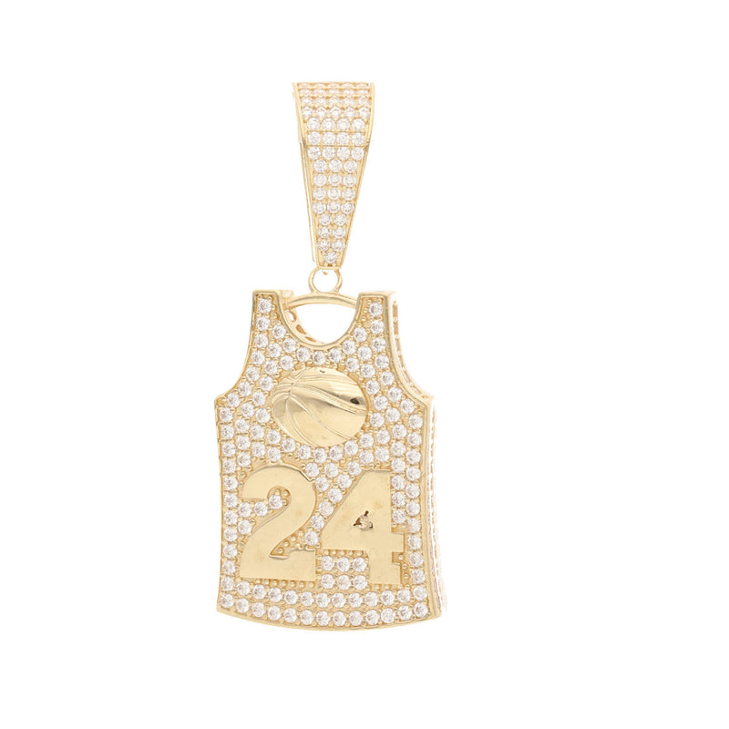 10K Gold Cz #24 Basketball T- Shirt Charm