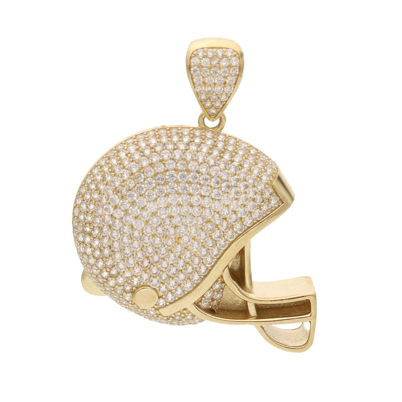 10 Karat Cz American Football Helmet Charm