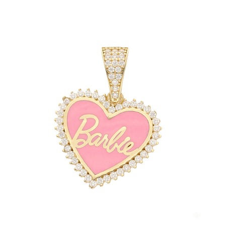14 karat Gold & cz pink Heart  Charm
