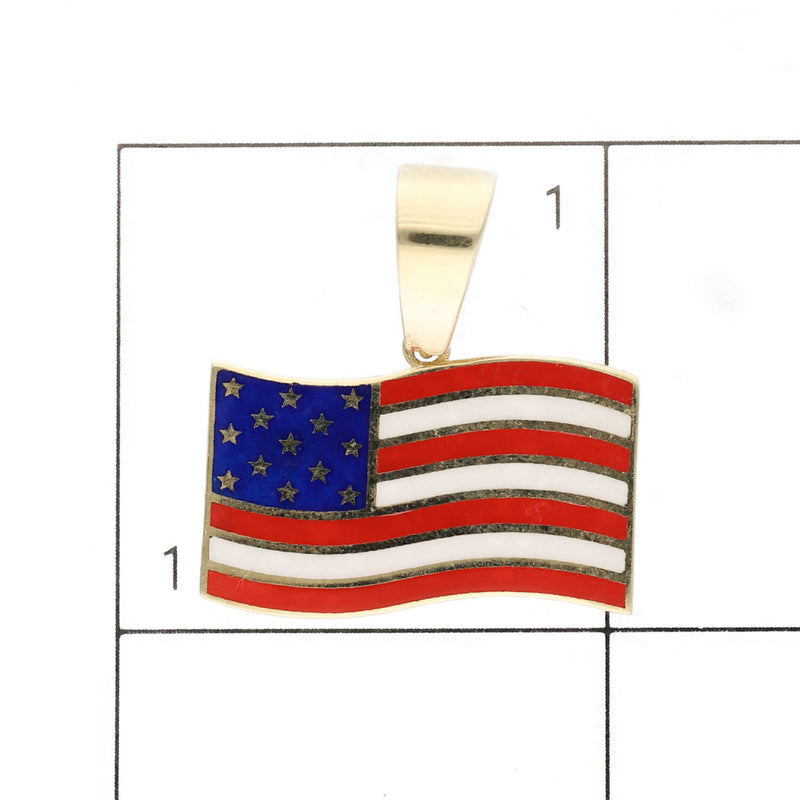 10 Karat Gold USA National Flag of the United States Flag Charm