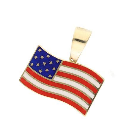 10 Karat Gold USA National Flag of the United States Flag Charm