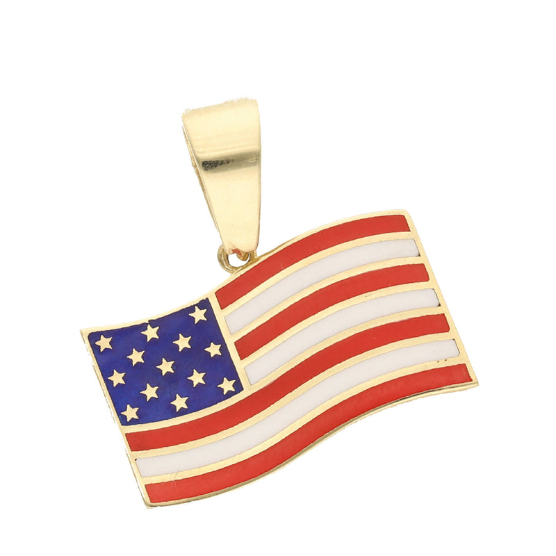 10 Karat Gold USA National Flag of the United States Flag Charm