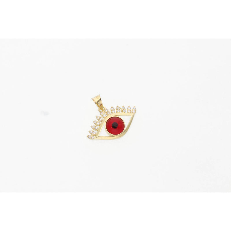 14K Gold & cz Red Eye Charm