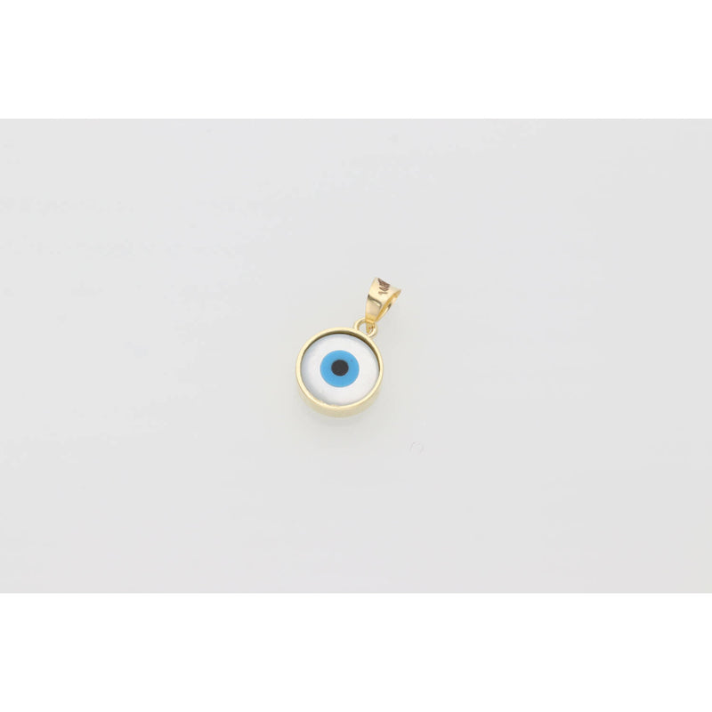 14K Gold Blue Eye Circ Charm W:1.23