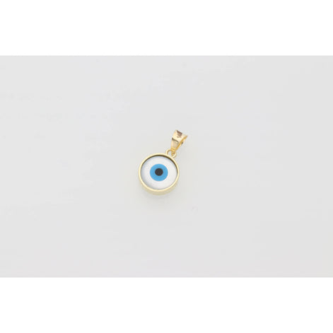 14K Gold Blue Eye Circ Charm W:1.23