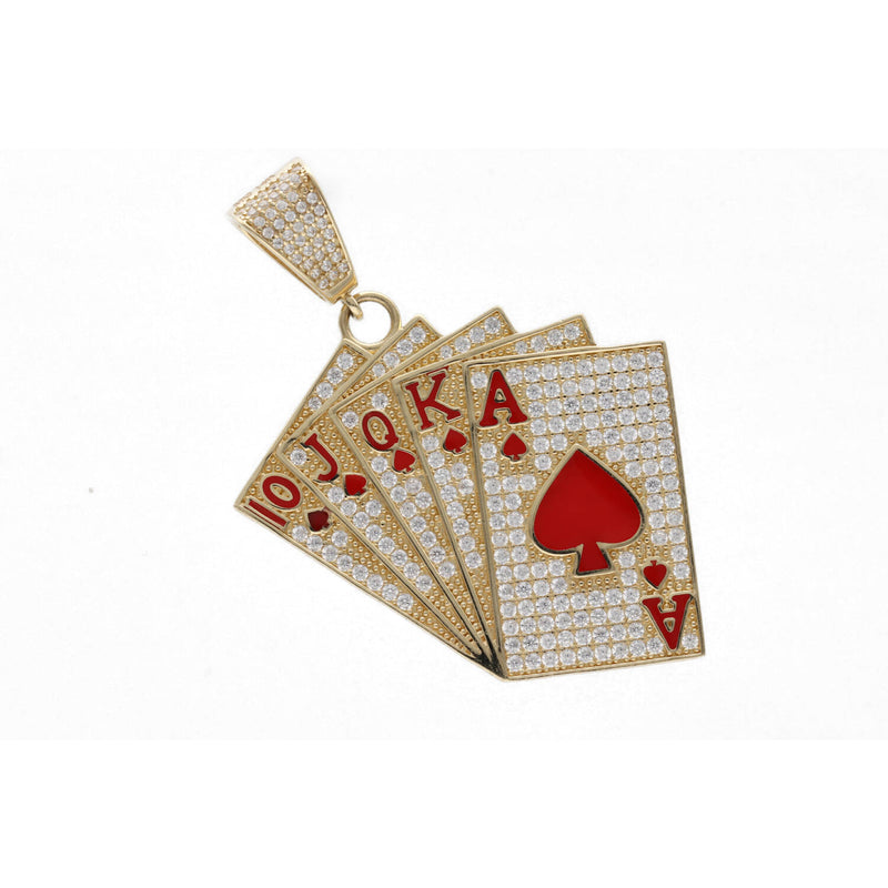 14 karat Gold & CZ Red Spades Cards Charm