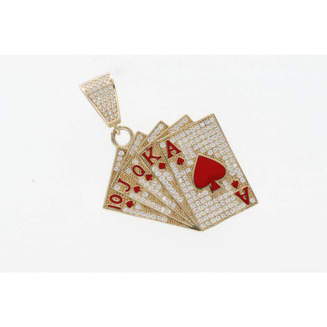 14 karat Gold & CZ Red Spade Cards Charm