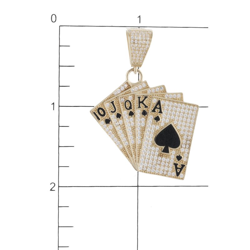 14 Karat Gold & CZ Black Spades Charm