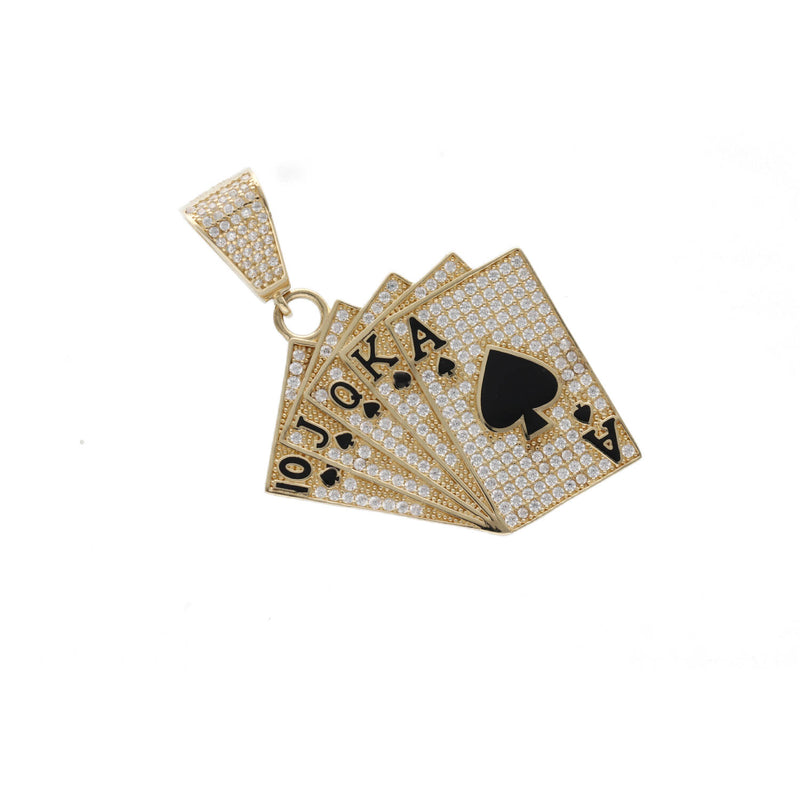 14 Karat Gold & CZ Black Spades Charm