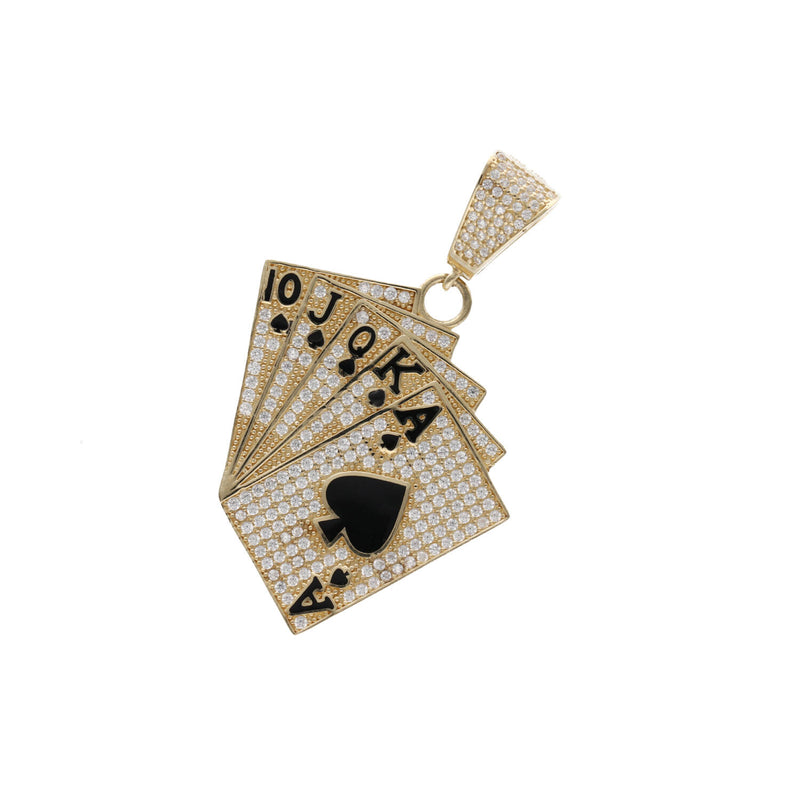 14 Karat Gold & CZ Black Spades Charm
