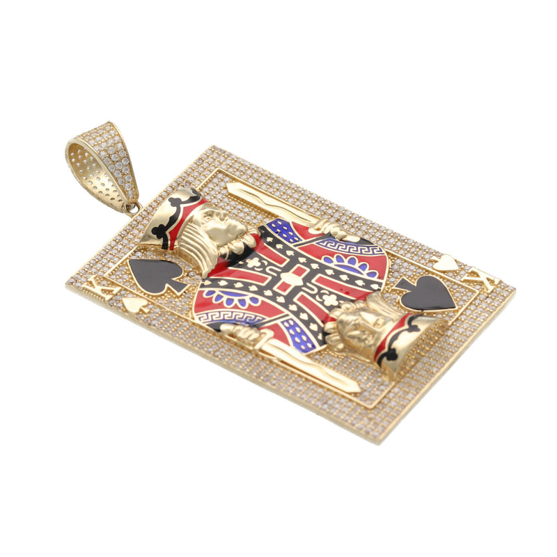 14 Karat Gold King of Black Spades Card  Charm