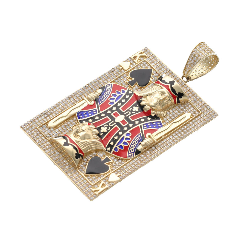 14 Karat Gold King of Black Spades Card  Charm