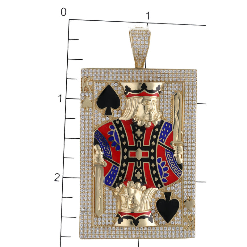 14 Karat Gold King of Black Spades Card  Charm