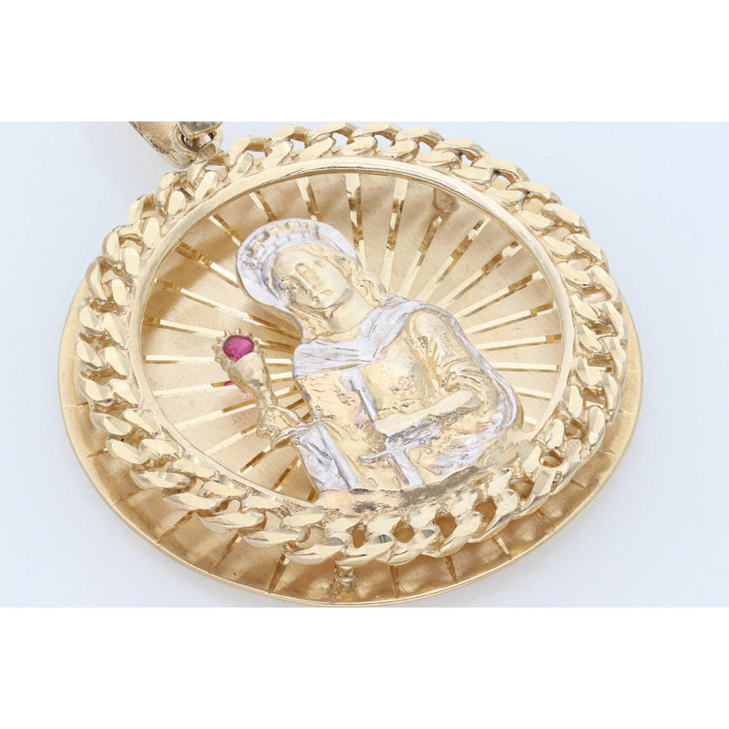 10 Karat Gold Cuban Diamond Cut Santa Barbara Medal