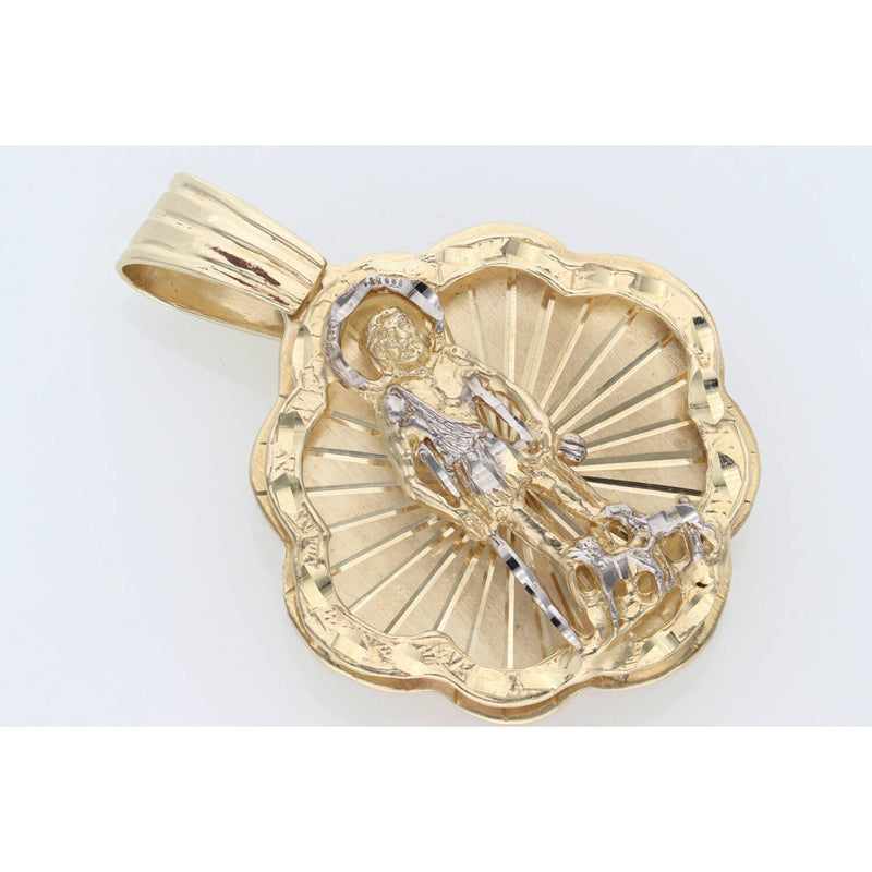 10 Karat Gold Diamond Cut Two Face San Lazaro Santa Barbara Charm