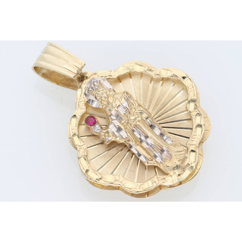 10 Karat Gold Diamond Cut Two Face San Lazaro Santa Barbara Charm