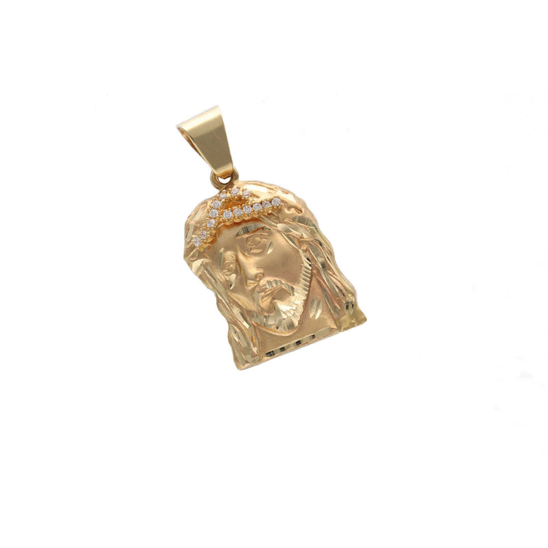 14 Karat Solid Gold & Cz Jesus Face Charm