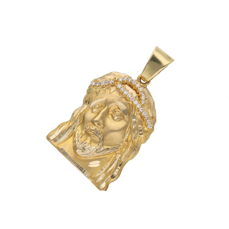 10 Karat Solid Gold & Cz Jesus Face Charm