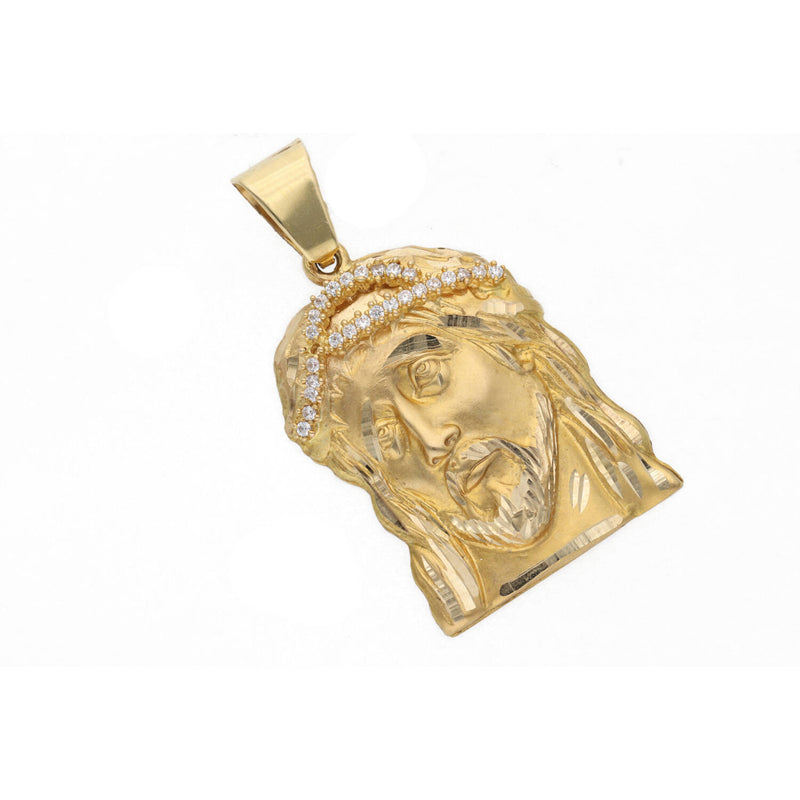 10 Karat Solid Gold & Cz Jesus Face Charm