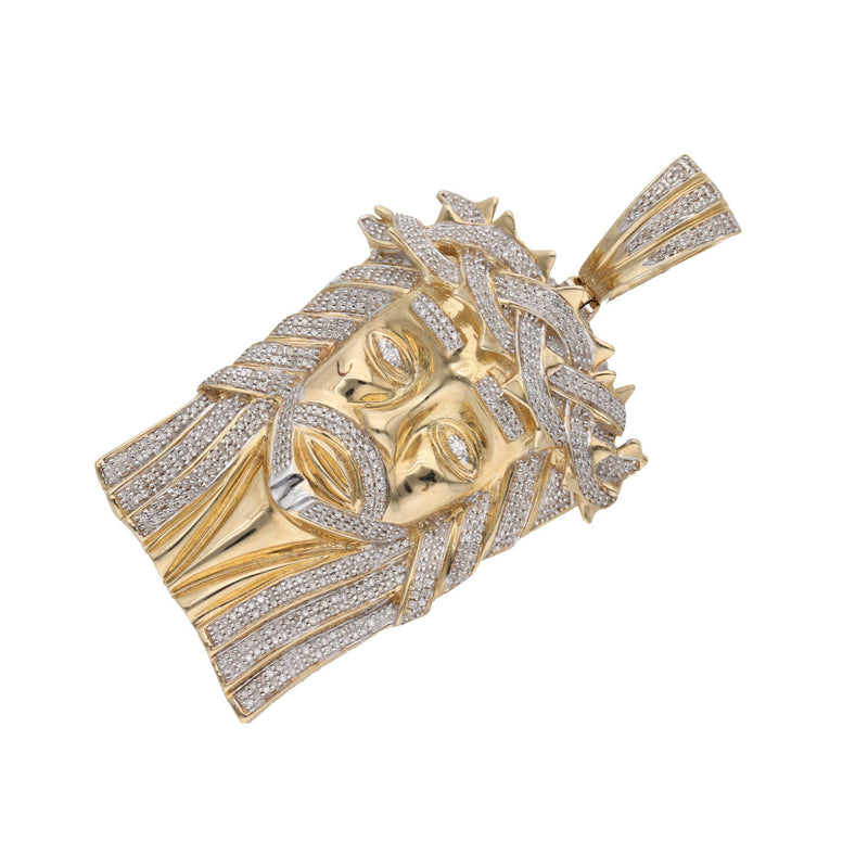 10 Karat Gold Natural Diamond Jesus Face Charm
