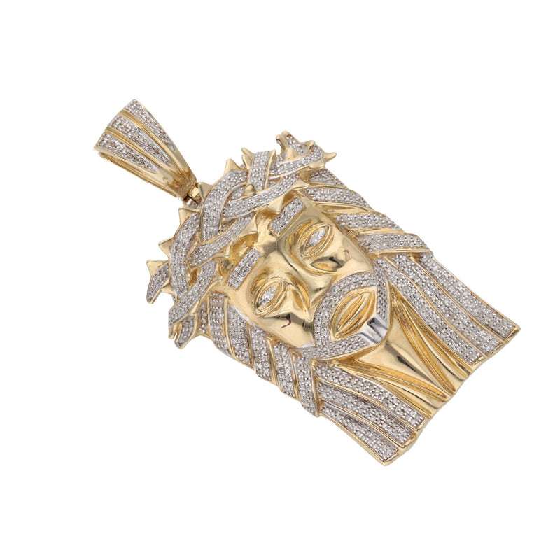 10 Karat Gold Natural Diamond Jesus Face Charm