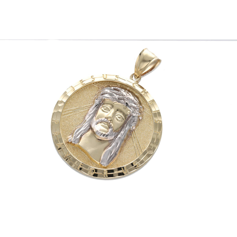 10 Karat Gold Two Tone  "Jesus Christ Pray For Us" Medal