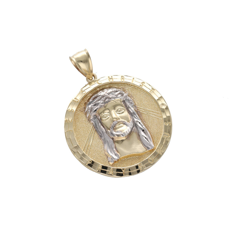 10 Karat Gold Two Tone  "Jesus Christ Pray For Us" Medal