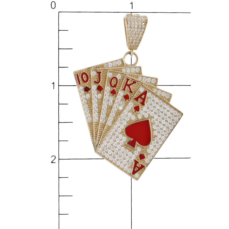 14 karat Gold & CZ Red Spades Cards Charm