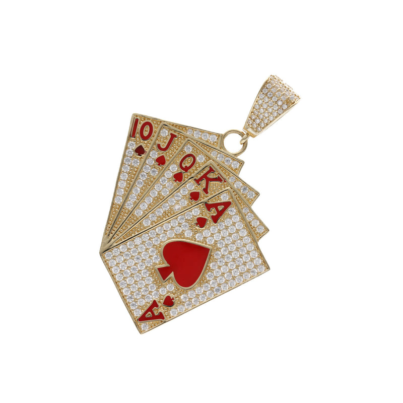 14 karat Gold & CZ Red Spades Cards Charm