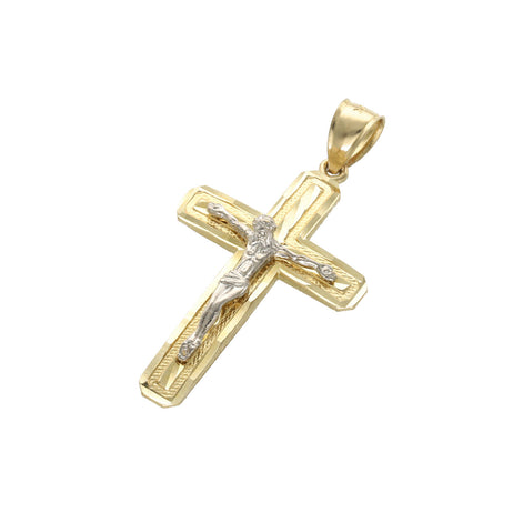 14 Karat Gold Two Tone Cross Charm