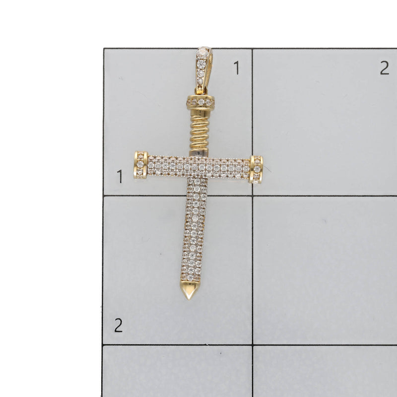 Gold & cz Cross Charm 14 Karat Yellow Gold 