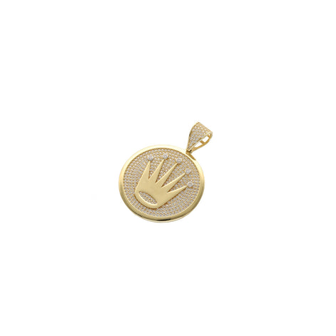 14 Karat Gold & Cz Crown Medal Charm