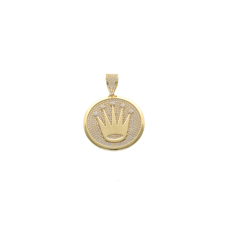 14 Karat Gold & Cz Crown Medal Charm