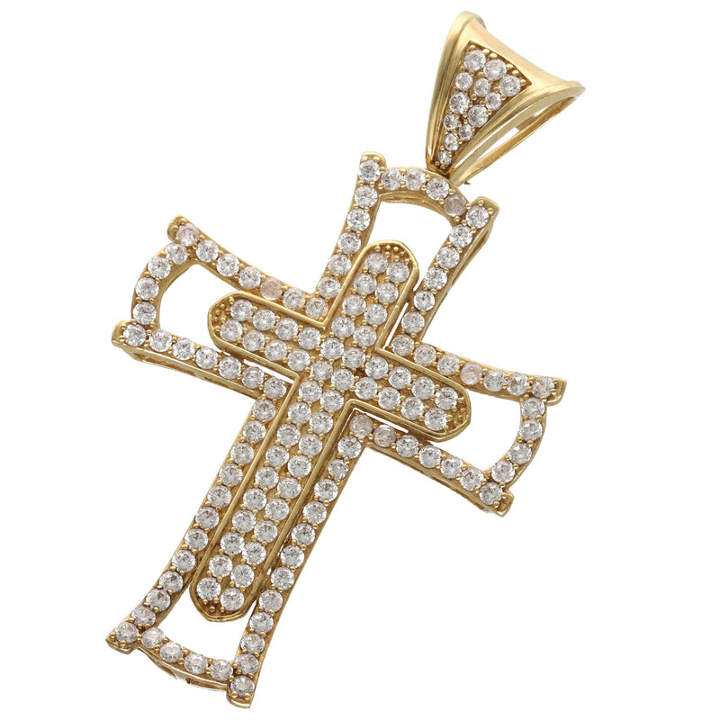 10 Karat Gold & Zirconia Cross Charm