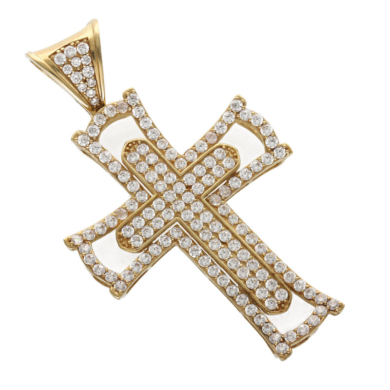 10 Karat Gold & Zirconia Cross Charm