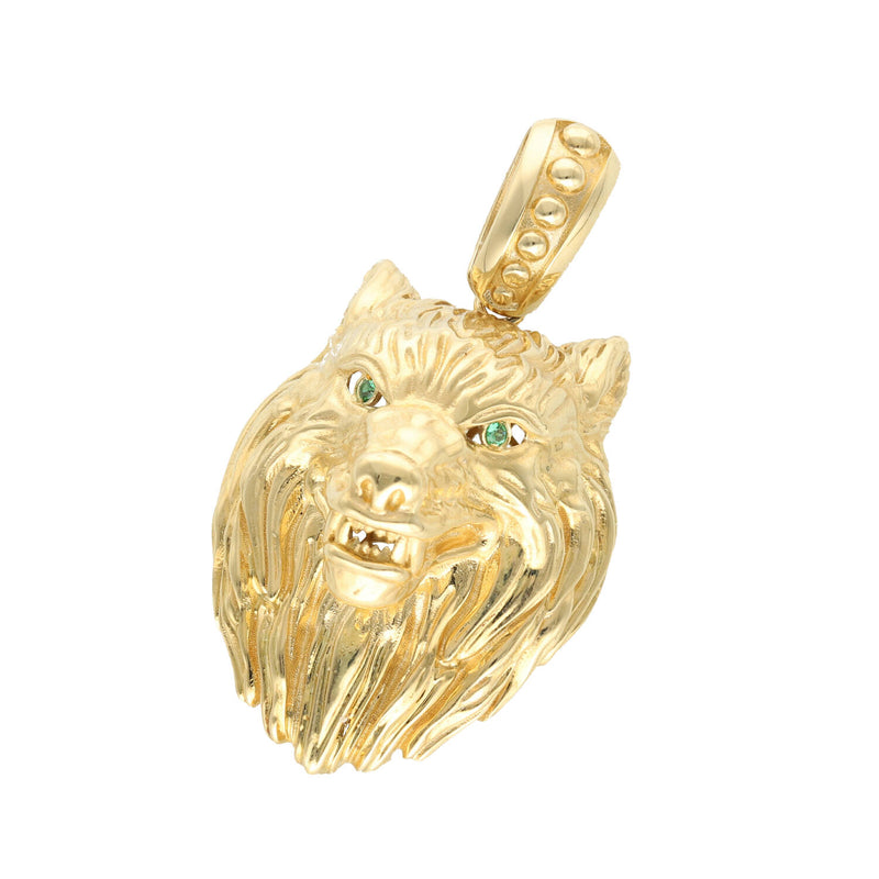 14 Karat Gold & Cz 3D Wolf Charm
