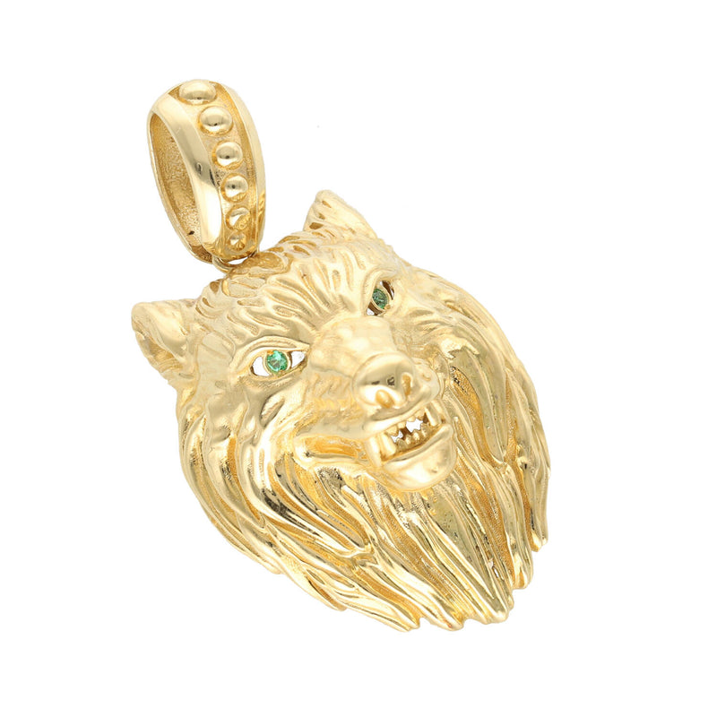 14 Karat Gold & Cz 3D Wolf Charm