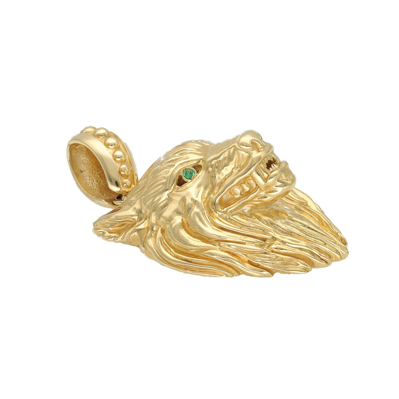 14 Karat Gold & Cz 3D Wolf Charm