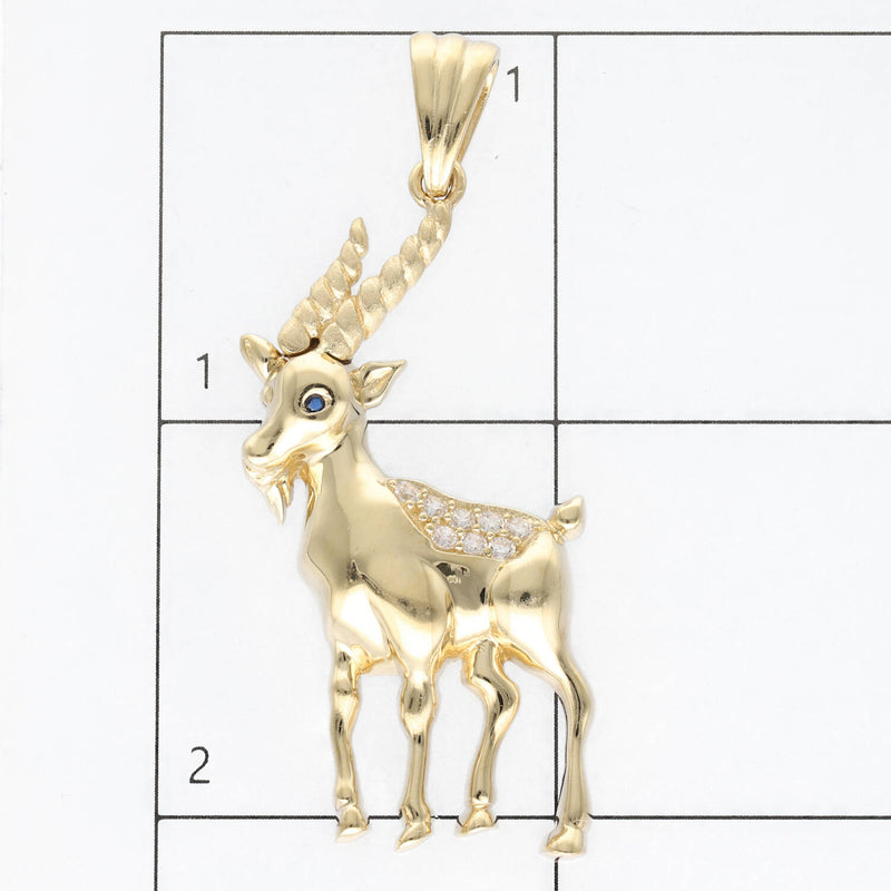 14K Gold & Cz Capricorn Charm